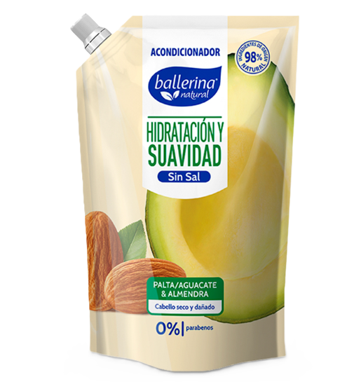 acondicionador ballerina hidratacion y suavidad palta y almendra 750 ml.