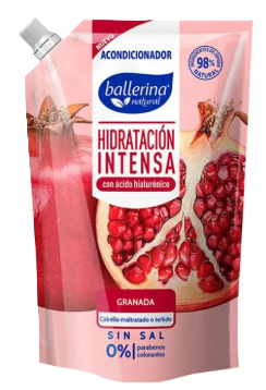 acondicionador ballerina hidratacion intensa granada sin sal 750 ml.