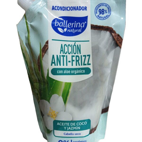 acondicionador ballerina accion anti frizz coco y jazmin 750 ml.