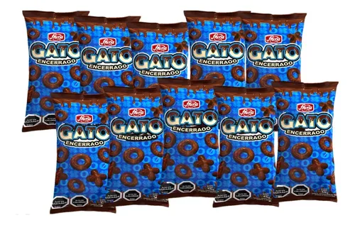 manga gato encerraoo sabor a chocolate fruna 10x45 grs